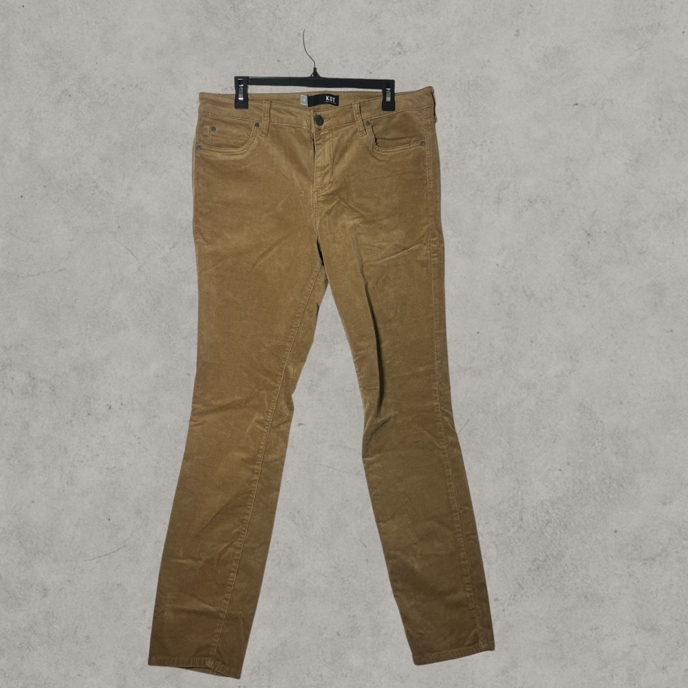 KUT from the Kloth Diana Skinny Corduroy Pants Camel Tan Brown Size 14 Stretch